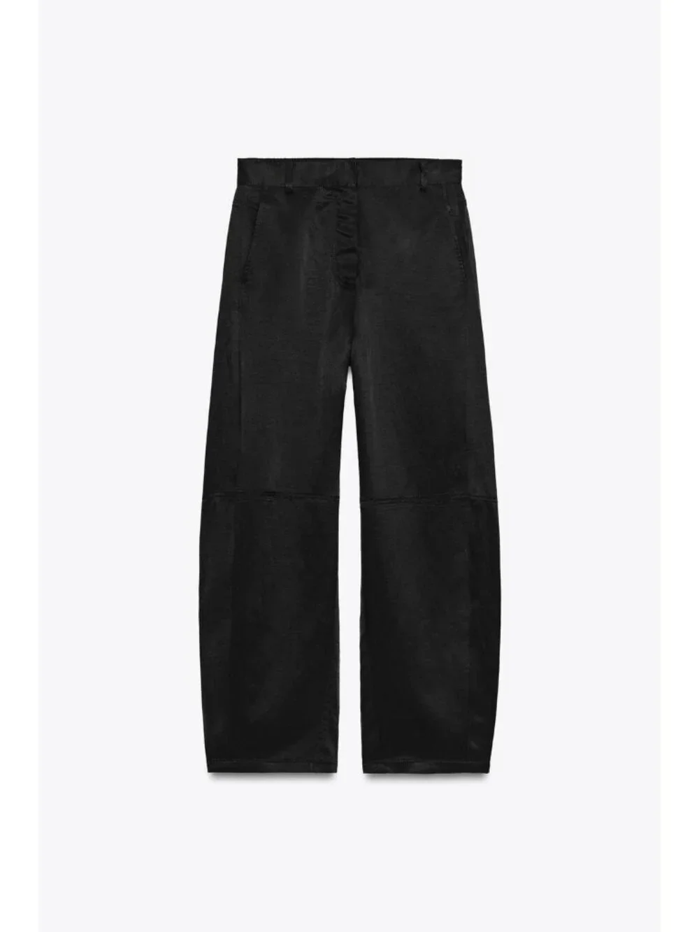 Zara Womens Flowing Mid-Rise Trousers Size XS Black Wide Leg 7627/240 NWT